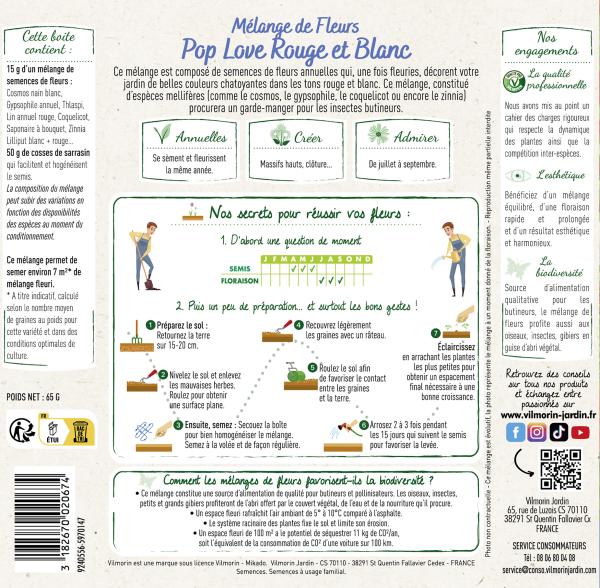 Mélanges de fleurs - Pop Love Rouge et Blanc - 7 m² - Mélange de fleurs - MEDIA_PACKAGING_VERSO